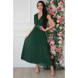 Sukienka midi plisowana z paskiem ciemna zieleń Vilonia