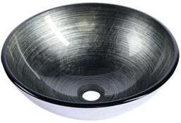 Sapho DAMAR umywalka szklana Ø42 cm szara ciemna/srebro