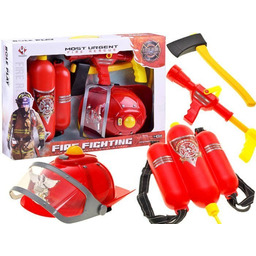 Zestaw strażaka kask światło dźwięk gaśnica ZA1678