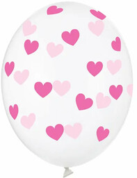 Balony przeźroczyste Serduszka różowe - 30 cm -