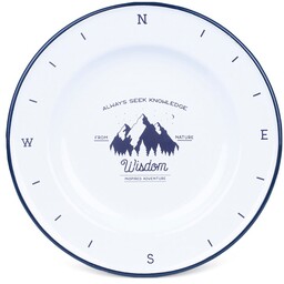 Talerz obiadowy emaliowany biało-morelowy Wisdom 24 cm