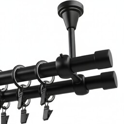 Karnisz podwójny Metalowy Sufitowy 19+19mm Czarny Mat 280cm