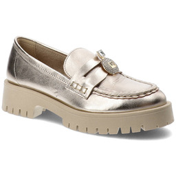 Chebello Złote Mokasyny Stylowe Obuwie Damskie