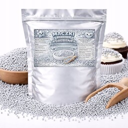 Maczki Cukrowe Srebrne - posypka do tortów deserów