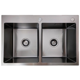 Zlewozmywak stalowy dwukomorowy STEEL 7549 CZARNY