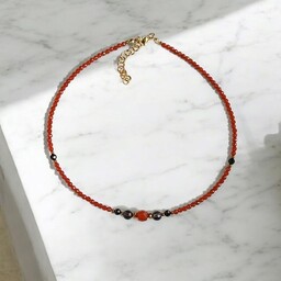 Pakamera Choker jesienny : karneol, kwarc dymny, czarny