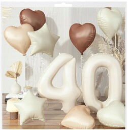 BALONY BOHO NA 40 URODZINY GWIAZDKA SERCE CYFRA