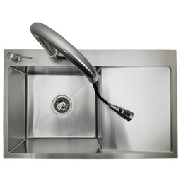 Zlewozmywak stalowy jednokomorowy STEEL 7849L Inox z Dozownikiem