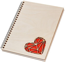 ČistéDřevo Notes drewniany A5 serce II