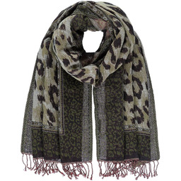 Damski szal w panterkę oliwkowy Passigatti