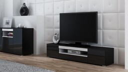 Cama Meble Szafka RTV VIVA 180 czarny/ czarny
