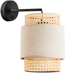 Lampa ścienna rattanowa abażur BOHO BLACK wys. 35cm