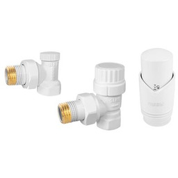 Zestaw termostatyczny kątowy z głowicą biały