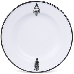Talerz obiadowy emaliowany biało-czarny Arrow 24 cm