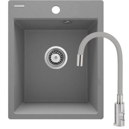 DEANTE Zlewozmywak granitowy CORIO szary metalik 1-komorowy