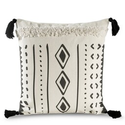 Eurofirany Poszewka dekoracyjna 45x45 Boho kremowa stalowa