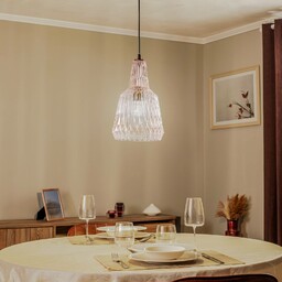 Lampa wisząca szklana Belarion Lindby, możliwość ściemniania, fioletowy