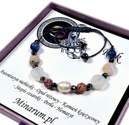 Bransoletka znak zodiaku Rak Perła Awenturyn Opal bransoletka