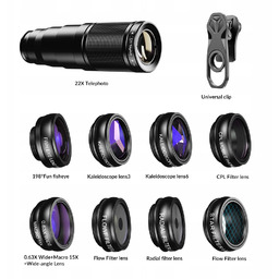 Apexel Zestaw 10x Obiektyw do telefonu Szerokokątny Makro