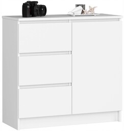 Salonowa nowoczesna komoda 80 cm biała 3 szuflady