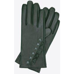 Damskie rękawiczki skórzane z dekoracyjnymi akcentami ciemnozielone