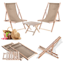 Zestaw stolik kawowy do leżaków Anjouin naturalny +