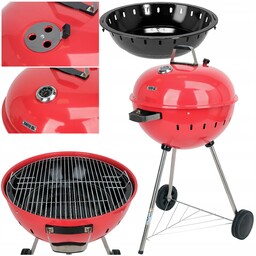 Grill Okrągły Z Pokrywą Ogrodowy Węglowy Premium Przenośny