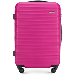 Średnia walizka z ABS-u z żebrowaniem różowa