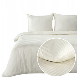 pościel satynowa bawełniana wzór adamaszek Vera 140x200 krem