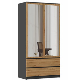 Elior Industrialna Szafa Z Lustrem Antracyt + Dąb