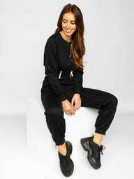 Czarny komplet dresowy damski oversize dwuczęściowy Denley 8C78