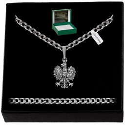 Elegancki Srebrny Łańcuszek Pancerka 4,5Mm + Zawieszka Orzełek