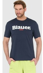BLAUER Granatowy męski t-shirt z dużym logo, Wybierz