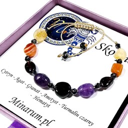 Bransoletka znak zodiaku Skorpion Turmalin Granat Cytryn bransoletka