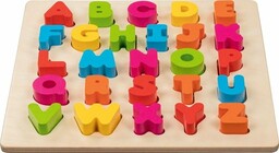 Układanka drewniana Alfabet 3D 57696-Goki, zabawki edukacyjne