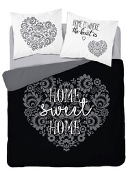 Detexpol Pościel bawełniana 160x200 Home sweet Home serca