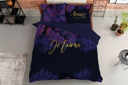 Detexpol Pościel bawełniana 160x200 Je t aime fioletowe