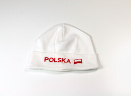 Czapka dziecięca biała Polska dla kibica