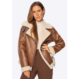 Damska kurtka oversize z imitacji zamszu brązowa