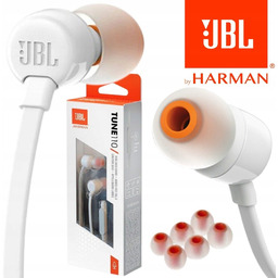 Słuchawki dokanałowe JBL T110 białe BAS