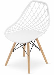 BIAŁE KRZESŁO CEZAR DREWNIANE NOGI POLIPROPYLEN ZESTAW 4