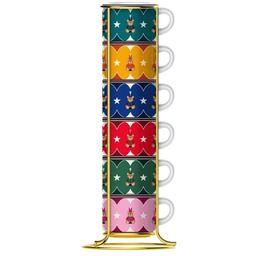 Zestaw 6 filiżanek do espresso na stojaku Bialetti