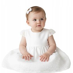 Sukieneczka do Chrztu bez rękawków Biała sukienka