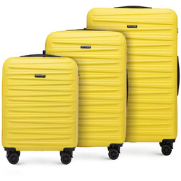 Zestaw walizek z ABS-u w poziome tłoczenie żółty