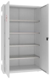 Szafka metalowa na chemikalia z półkami z ociekaczem