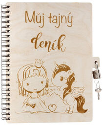 ČistéDřevo Notes drewniany A5 z zamkiem Mój sekretny