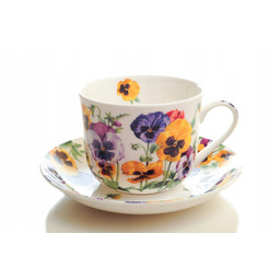 Duża Filiżanka Do Herbaty Angielska Kwiaty Bratki