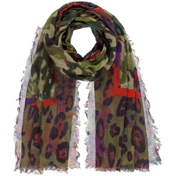 Damski szal lekki panterka oliwkowy Passigatti