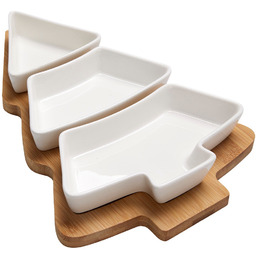 Miseczki na przekąski porcelanowe na tacy 4 el.