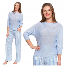 Sweter Damski Ażurowy Delikatny Sweterek Cienki Dekolt Łódka